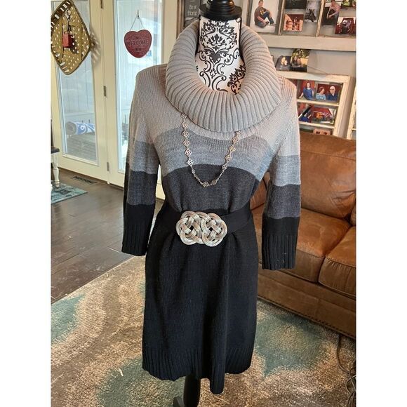 NY Collectiond Striped Sweater Dress - Picture 1 of 6